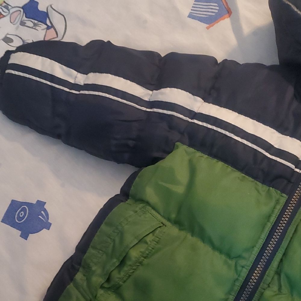 London Fog 4T Navy and Green Hooded Winter Coat - Picture 4 of 6